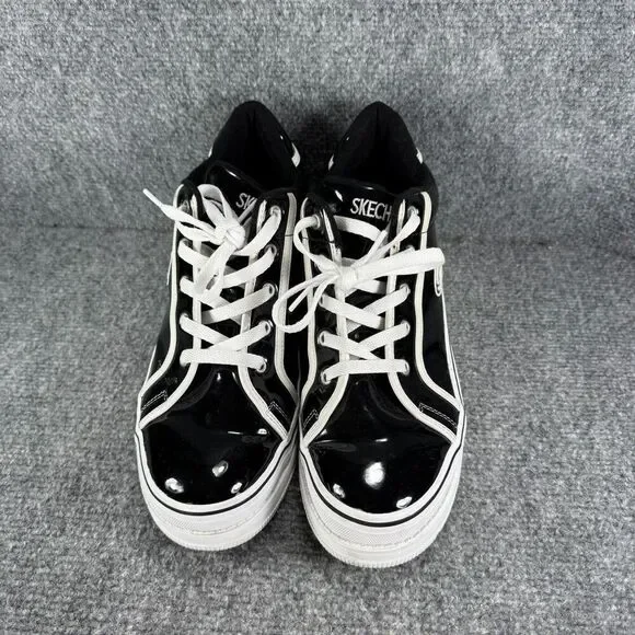 Skechers Heartbeat Loud Platform Sneakers Womens 8.5 Black Patent Y2K Chunky Vtg - Picture 2 of 11